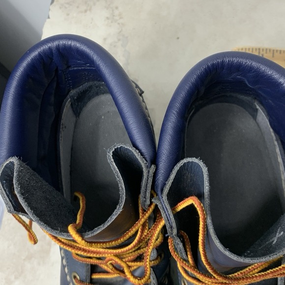 LL Bean Duck Boots Women Size 9 Shoes Blue Leather Rubber Padded Collar 6" Tie - Picture 7 of 9